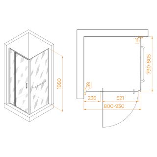Душевой уголок RGW PA-078-1B (RGW PA-008B + Z-060-2B) 3508078188-14 80x80см чёрный